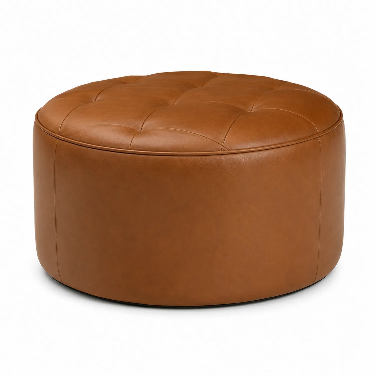 Runder Hocker aus Leder Braun Ø 60 cm