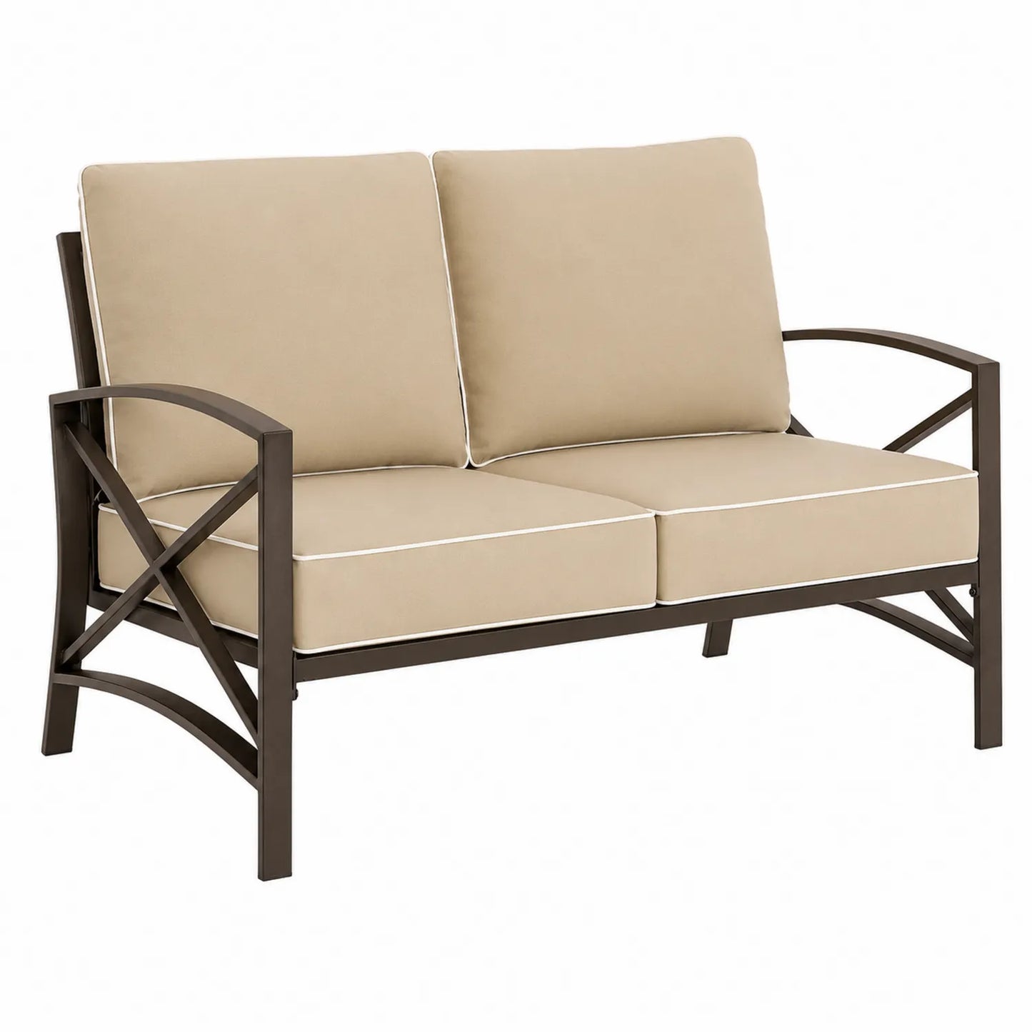 2-Sitzer Gartensofa Aluminium Beige Polyester