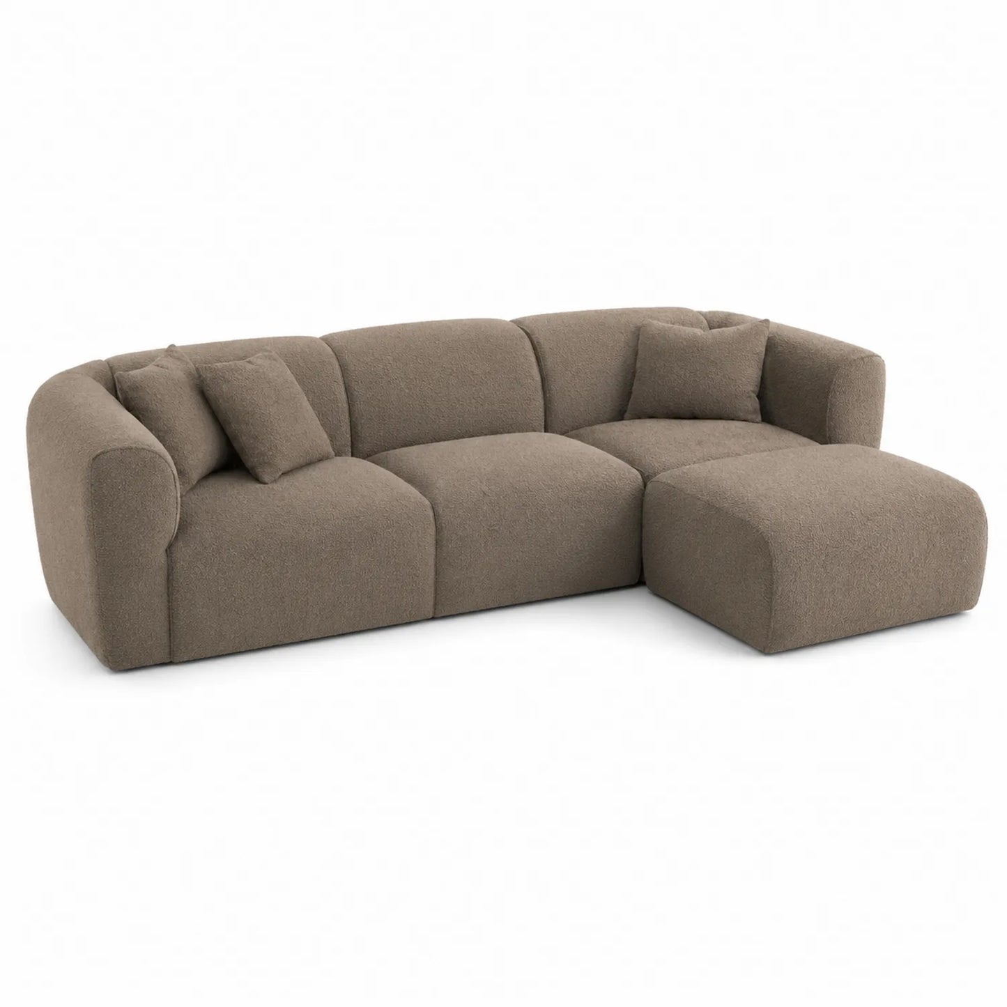 Ecksofa aus Stoff Braun mit Ottomane