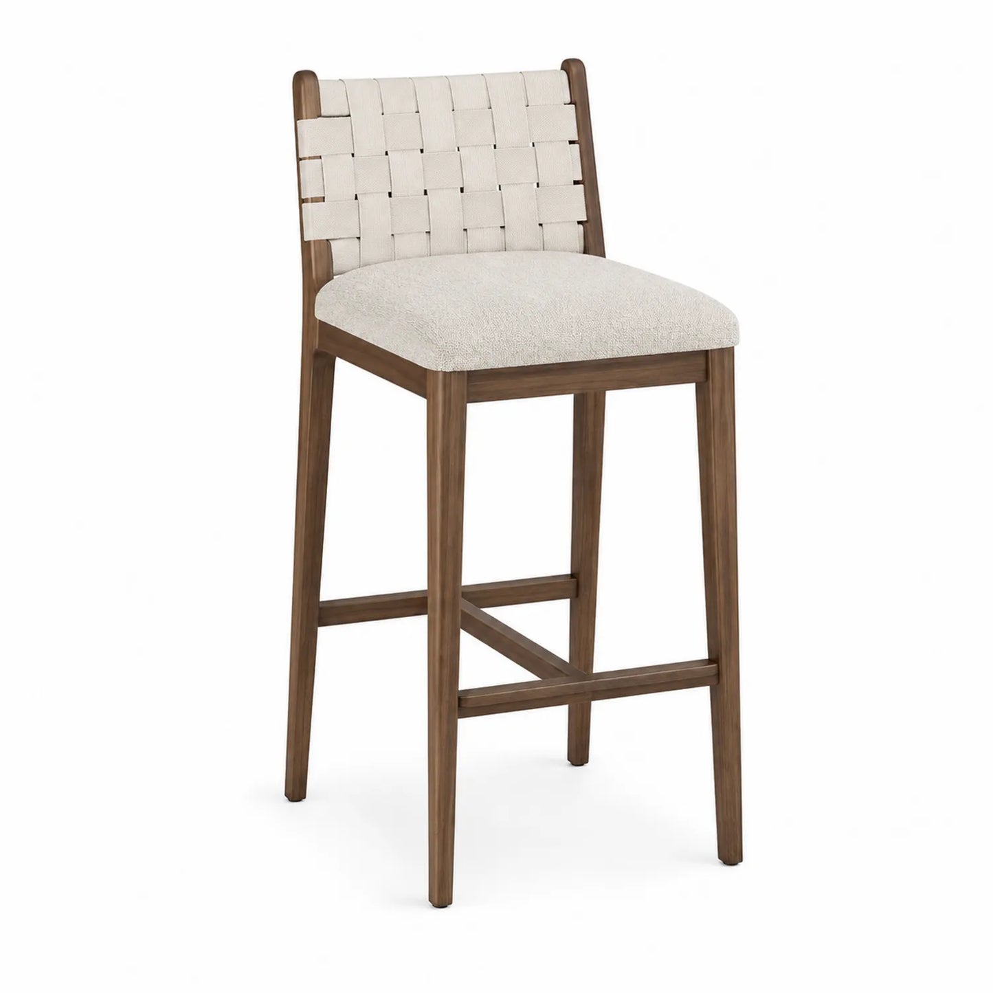 Barhocker Holz Textil Beige 45x110 cm