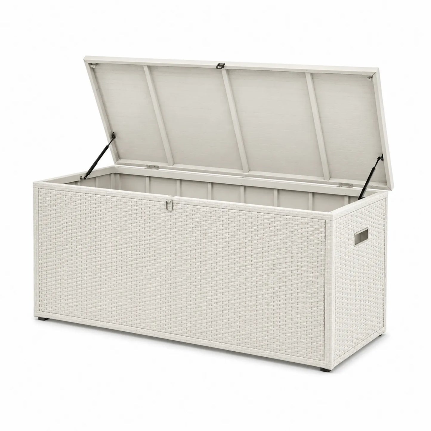 Aufbewahrungsbox Polyrattan mit Stahlrahmen Weiß 120x50x60 cm