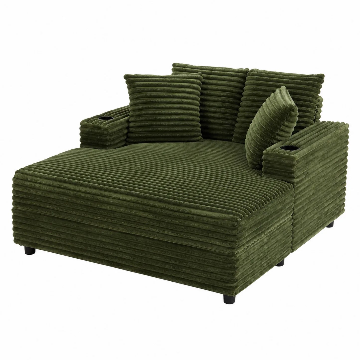 Sofa aus Cordstoff Grün mit Kissen