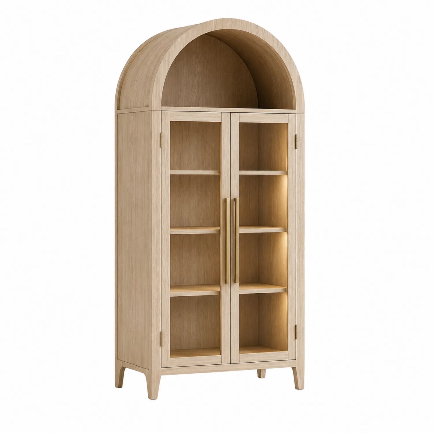 Vitrine Eiche mit Glastüren in Bogenform 180x80x35cm