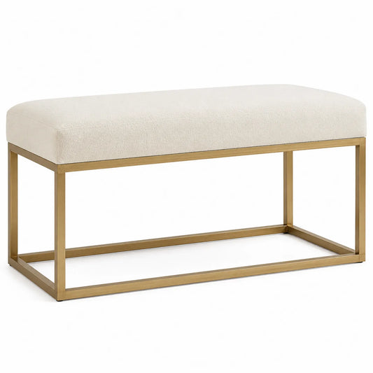 Gepolsterte Bank mit Stahlrahmen Beige