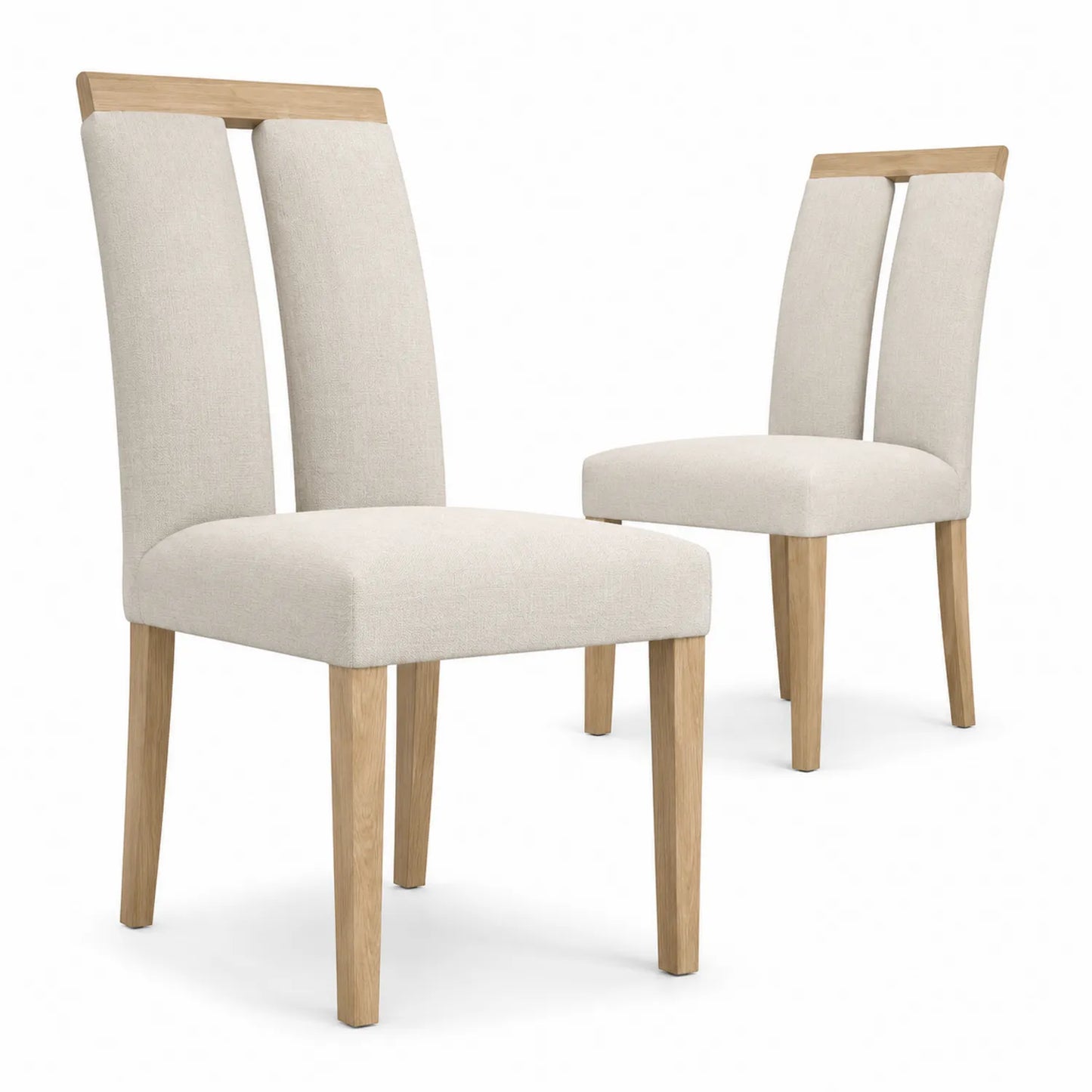 Esszimmerstühle aus Holz und Polyestergewebe Beige 2er-Set
