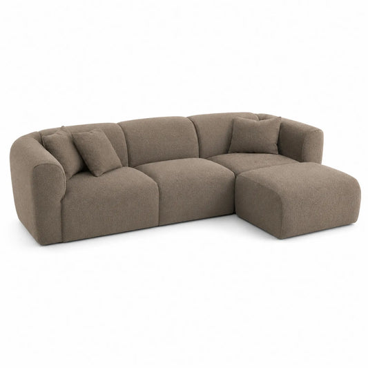 Ecksofa aus Stoff Braun mit Ottomane