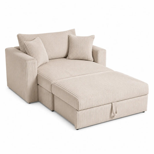 Cord Schlafsofa Beige mit Kissen