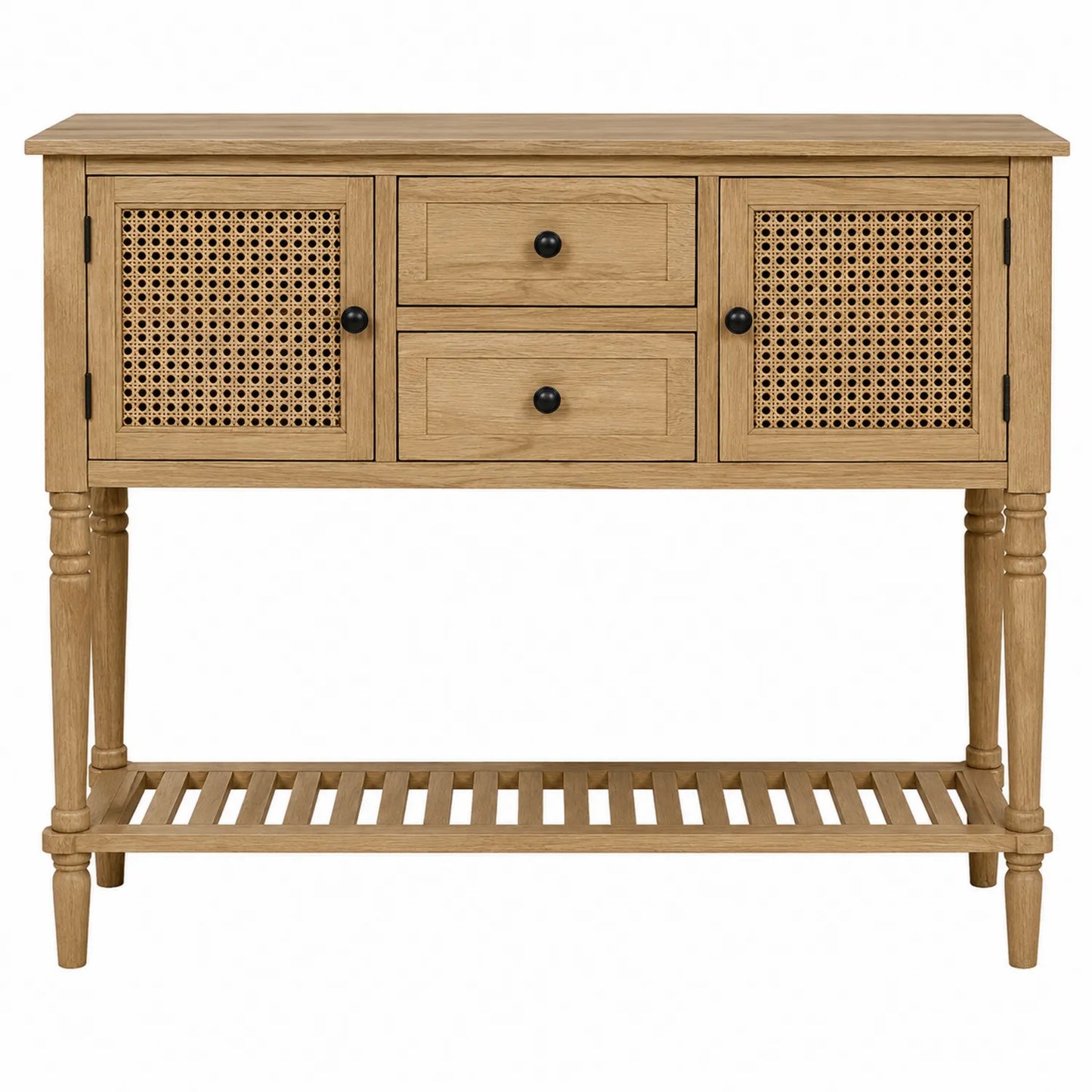 Holz-Konsolentisch mit Rattan in Natur 100x35x75cm