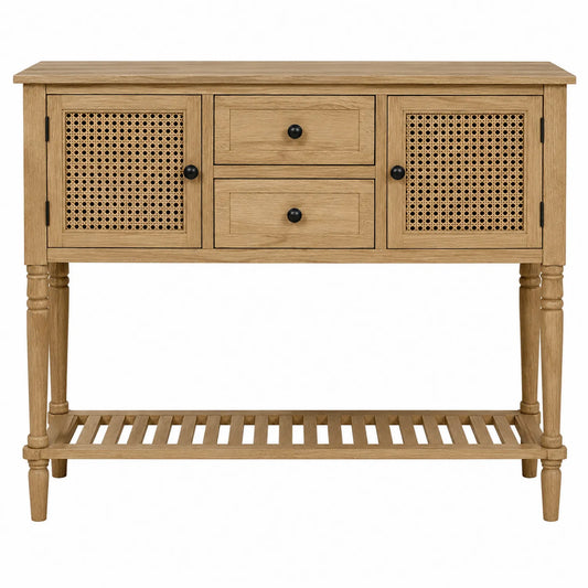 Holz-Konsolentisch mit Rattan in Natur 100x35x75cm