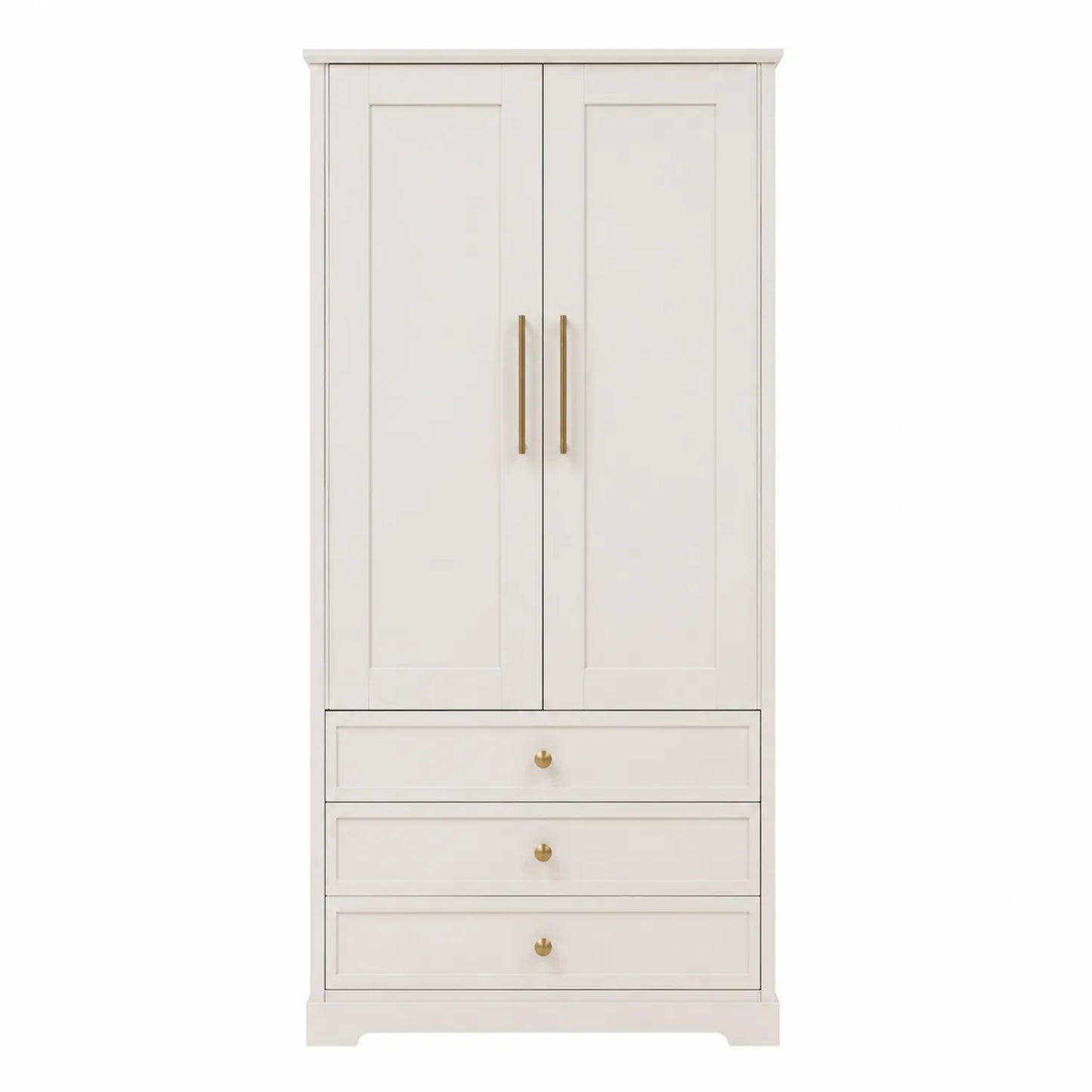 Kleiderschrank mit 2 Türen und 3 Schubladen MDF Holz Weiß 180x80x50 cm