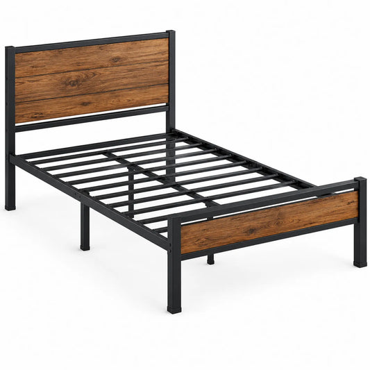 Metallbett mit Holzfaserplatten 200x90 cm Schwarz/Braun