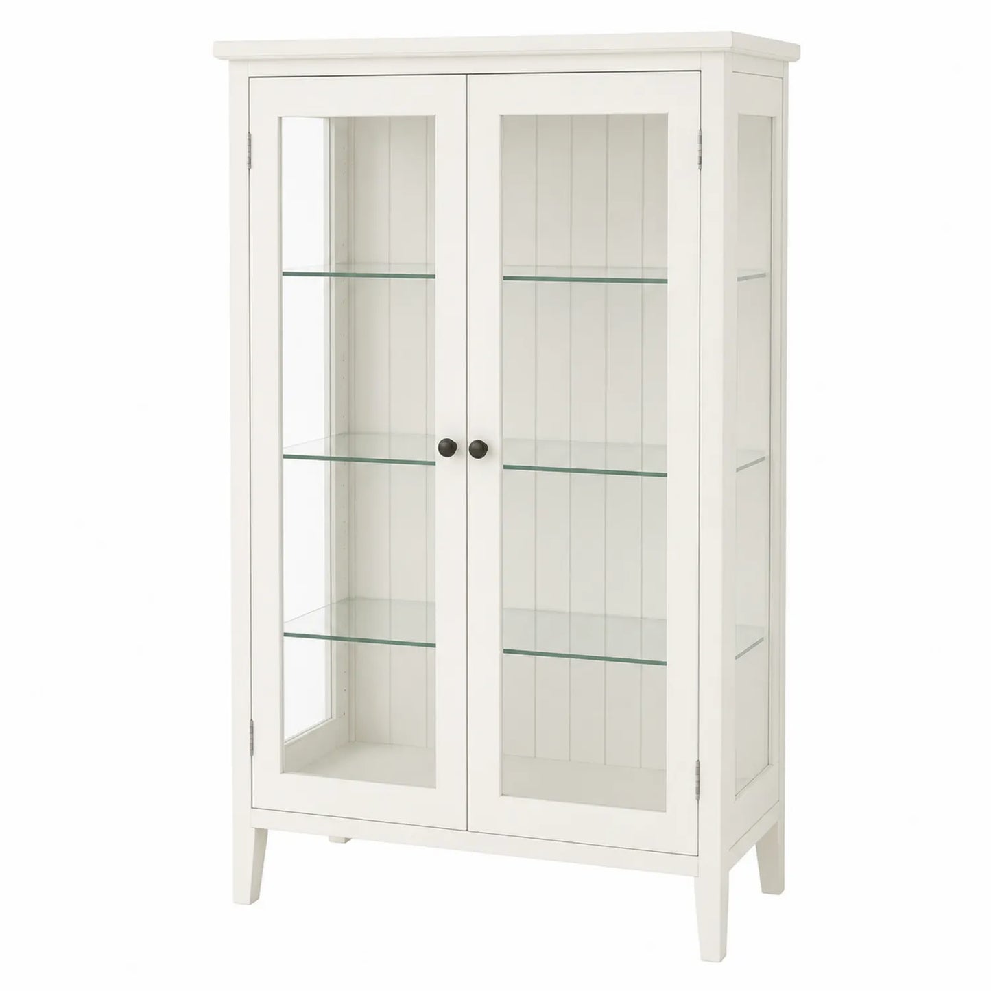 Vitrine aus Massivholz mit Sicherheitsglastüren, Weiß