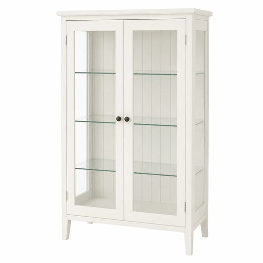 Vitrine aus Massivholz mit Sicherheitsglastüren, Weiß