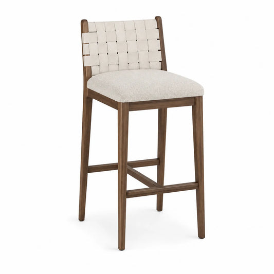 Barhocker Holz Textil Beige 45x110 cm