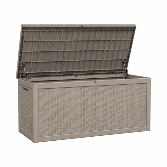Kunststoff Garten Aufbewahrungsbox Rattan-Optik Beige