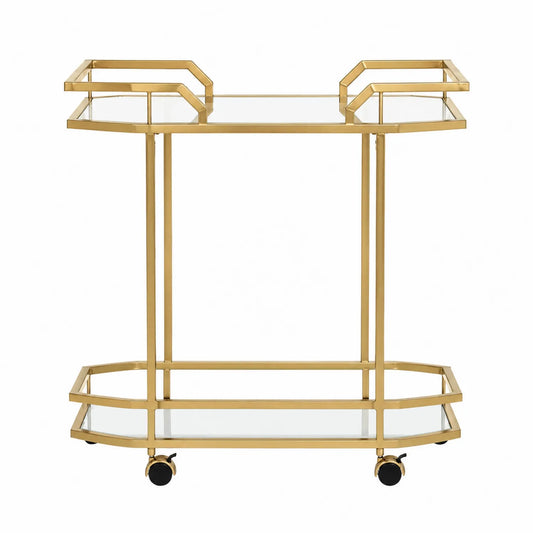 Metall-Barwagen mit gehärtetem Glas in Gold