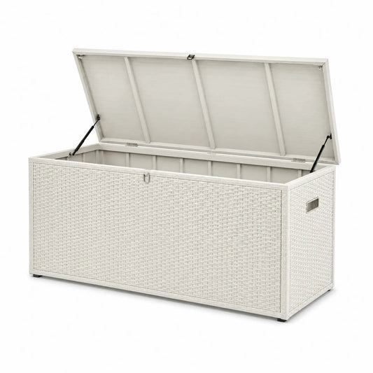 Aufbewahrungsbox Polyrattan mit Stahlrahmen Weiß 120x50x60 cm