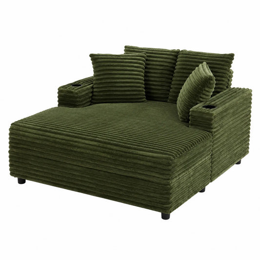 Sofa aus Cordstoff Grün mit Kissen