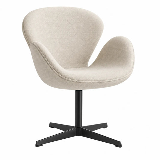 Stoffdrehstuhl mit Metallfuß, Beige