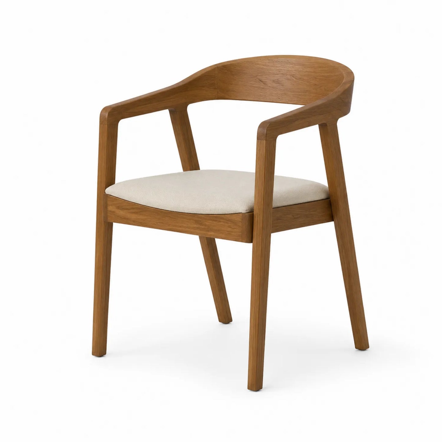 Esszimmerstuhl aus Eichenholz mit Polyesterpolsterung Braun/Beige